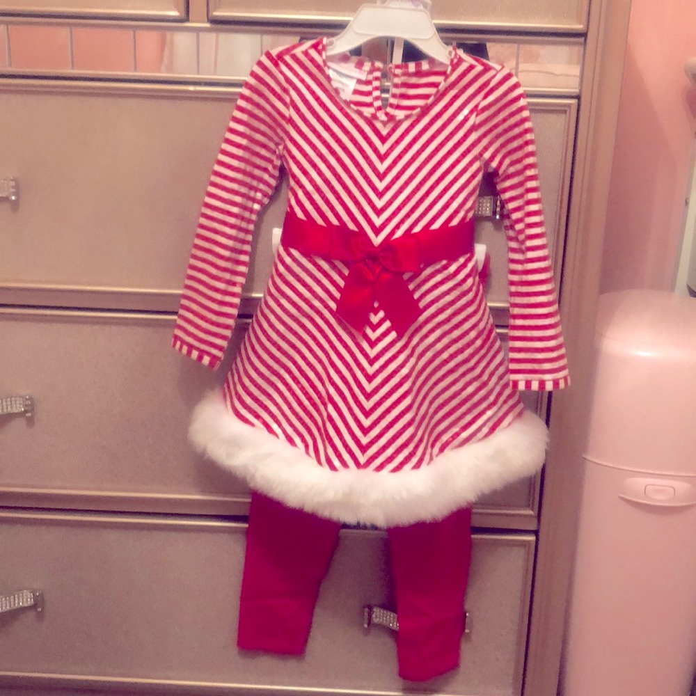 Mrs Claus/Candy Cane Christmas outside with sequins. Worn once for pictures.